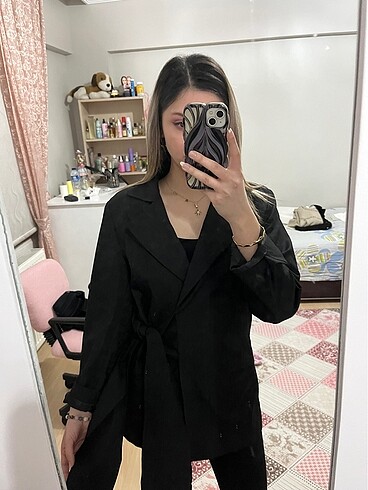 Bel bağlamalı ceket - Görsel 3