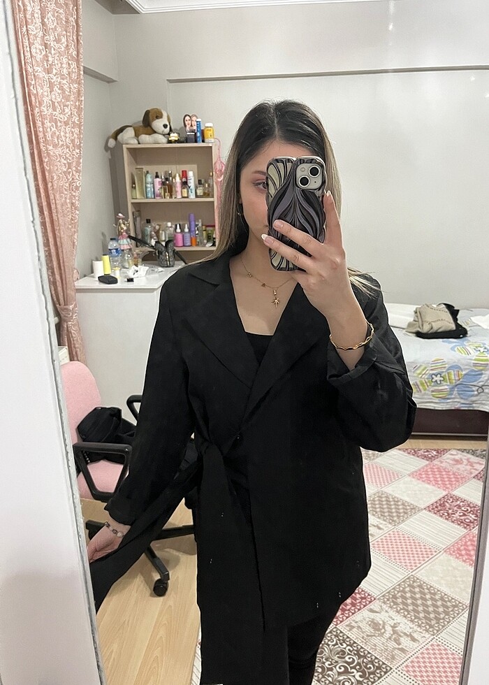 Bel bağlamalı ceket - Görsel 2