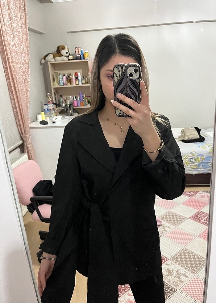 Bel bağlamalı ceket - Görsel 3