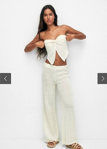 s Beden beyaz Renk pull bear kelebek yaka bandeau crop top
