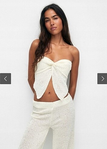 Pull and Bear pull bear kelebek yaka bandeau crop top