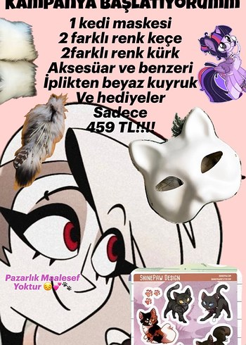 Therian Kedi Maskesi ve Aksesuar Seti