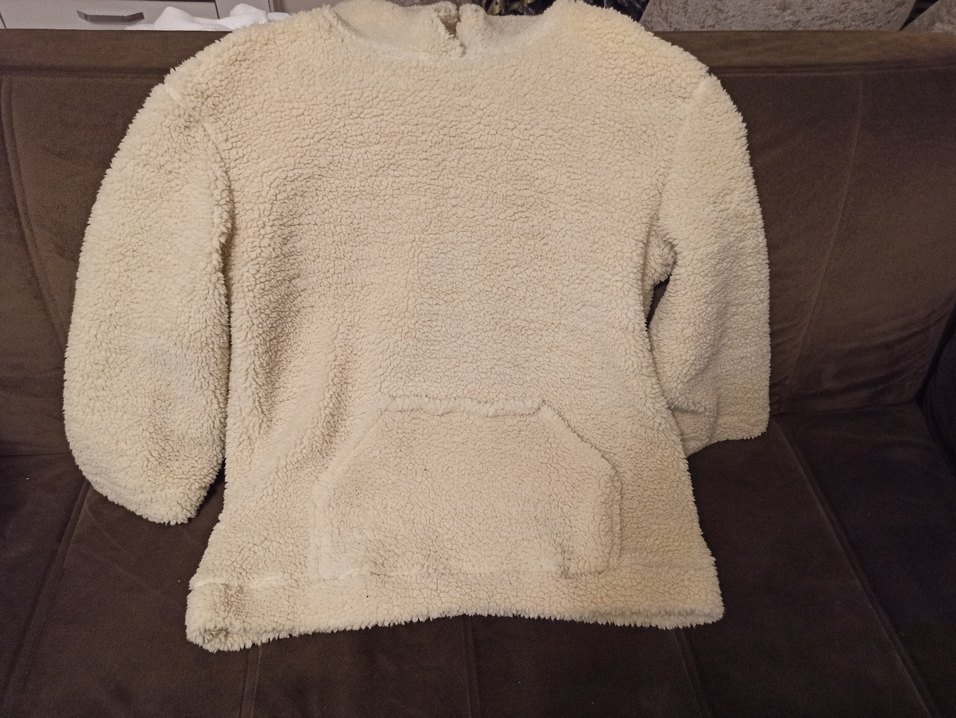 Bej Kapüşonlu Kadın Peluş Ceket - Görsel 3