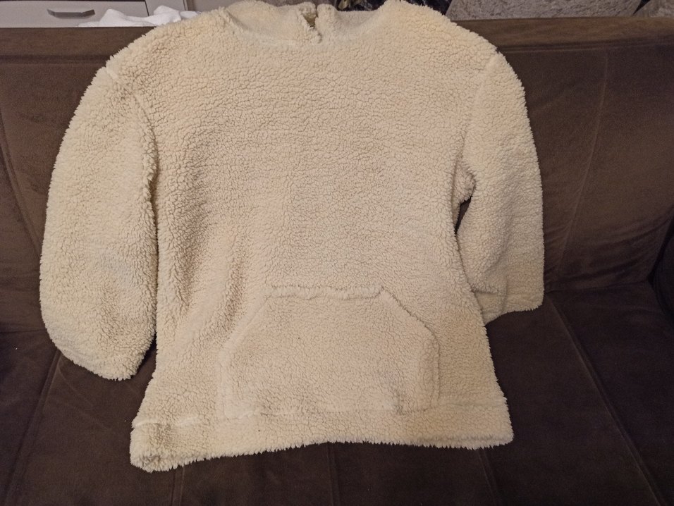 Bej Kapüşonlu Kadın Peluş Ceket - Görsel 4