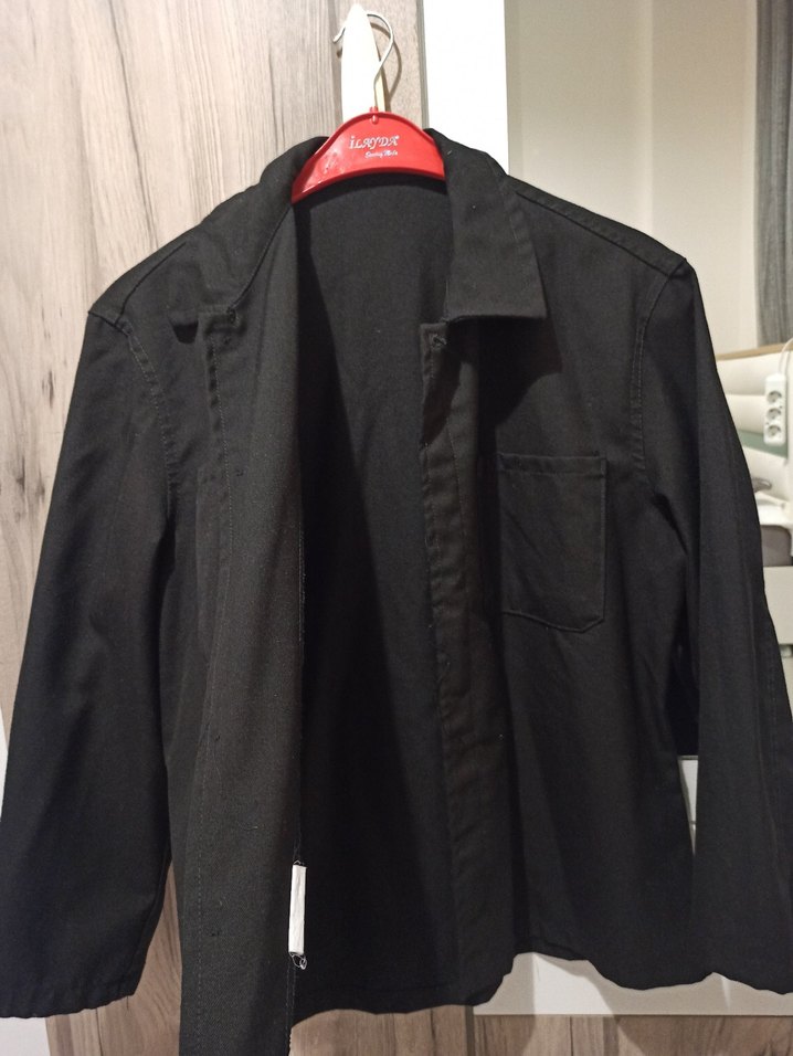 Düğmeli Siyah Keten Ceket - Görsel 3