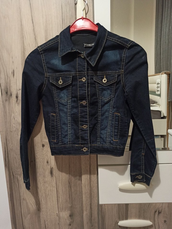 Düğmeli Koyu Mavi Kadın Kot Ceket - Görsel 4