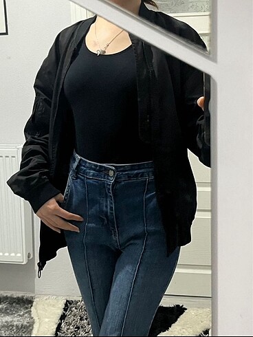 s Beden Pull and bear siyah bomber ceket