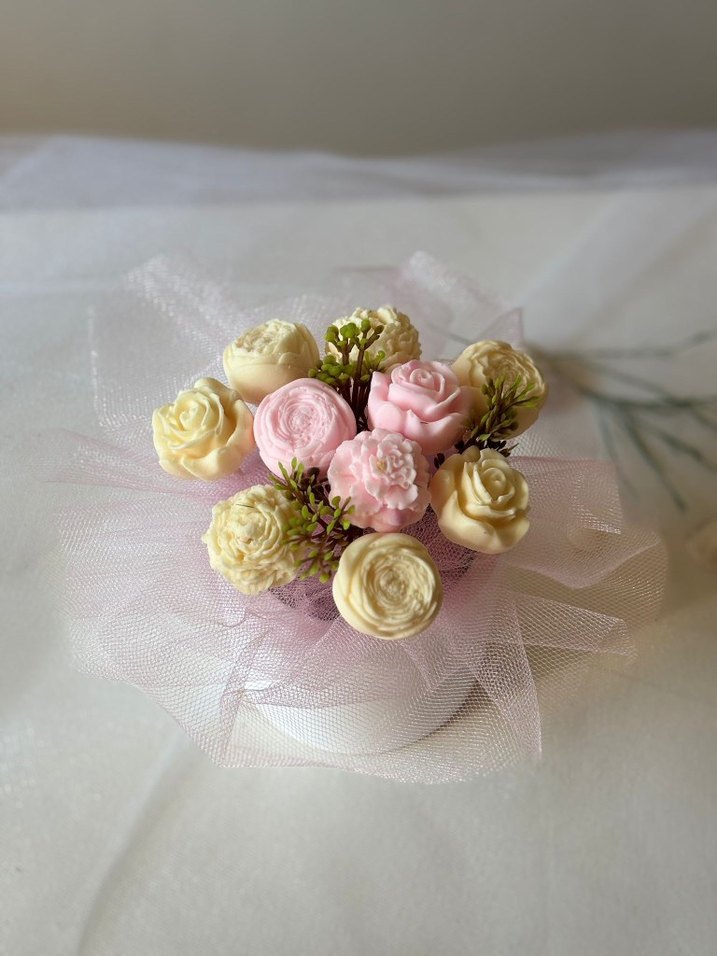 Pastel Renkli Beyaz Sabun Aranjmanı - Görsel 2