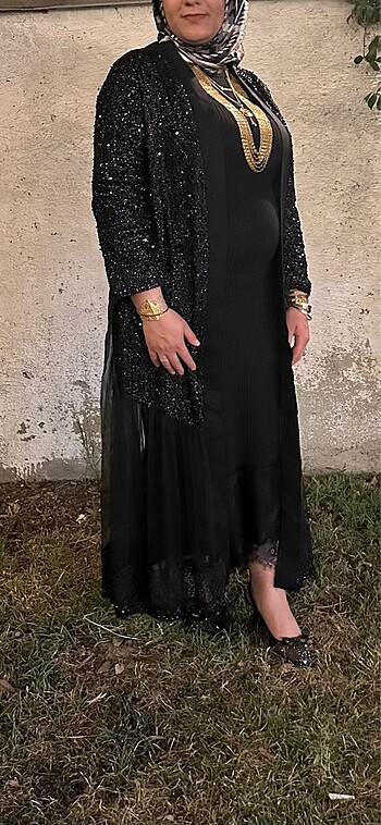 Diğer Siyah pullu abaya