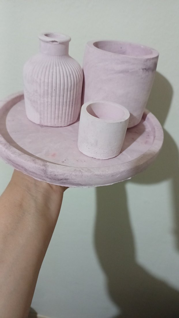 Pastel Beyaz Seramik Vazo Seti - Görsel 2