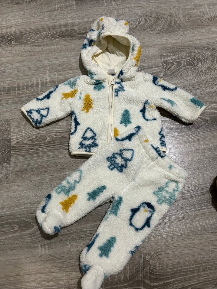 LCW Bebek Erkek Beyaz Desenli Peluş Tulumu - Görsel 2