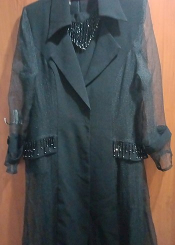 Zincir Detaylı Siyah Uzun Kadın Elbise - Görsel 3