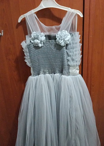 Gri Pilili Uzun Abiye Elbise 10 yaşa uygun - Görsel 3