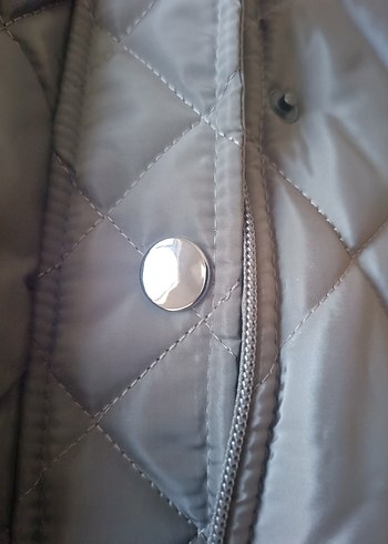 Sitare Marka.Gri Uzun Kapitone Kadın Kışlık Mont - Görsel 10