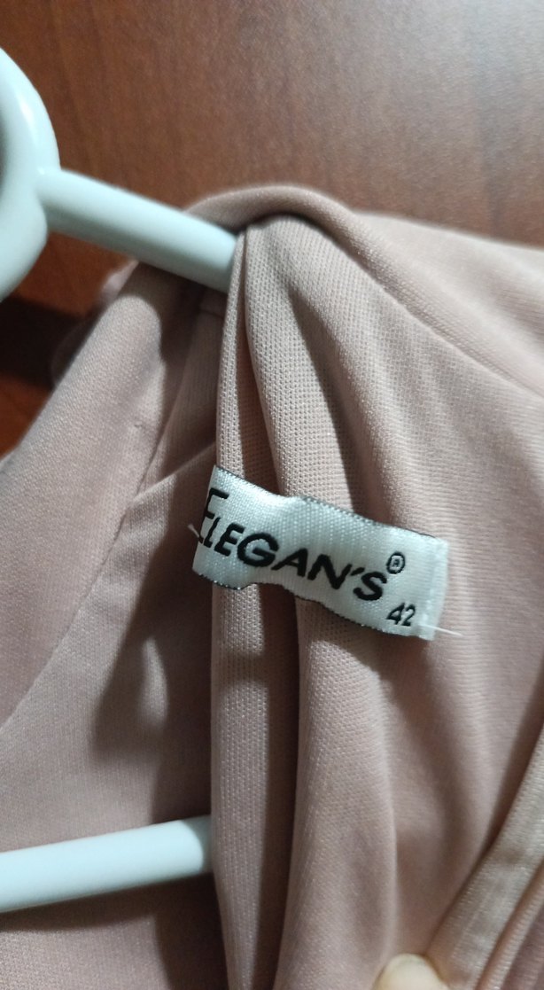 Pudra Şifon Pilili Uzun Abiye Elbise - Görsel 5