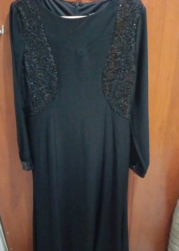 Uzun Kollu Siyah pul detay 42 beden balık abiye elbise - Görsel 3