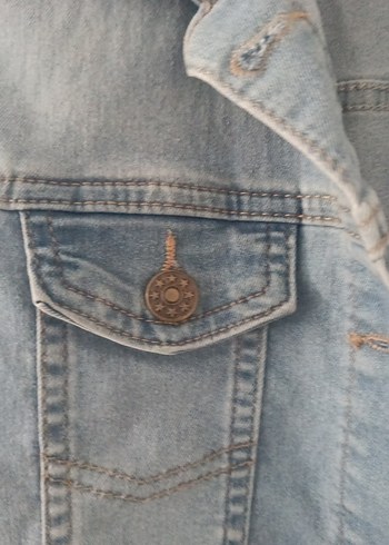 Düğmeli Mavi Denim Kadın Ceket - Görsel 4