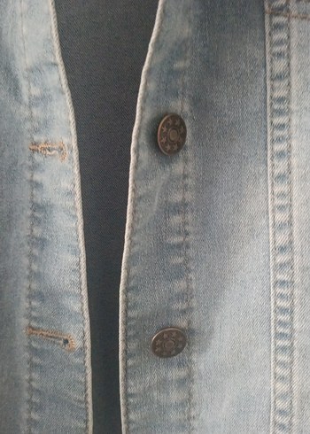 Düğmeli Mavi Denim Kadın Ceket - Görsel 3