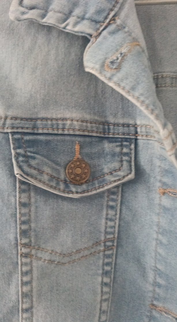 Düğmeli Mavi Denim Kadın Ceket - Görsel 4