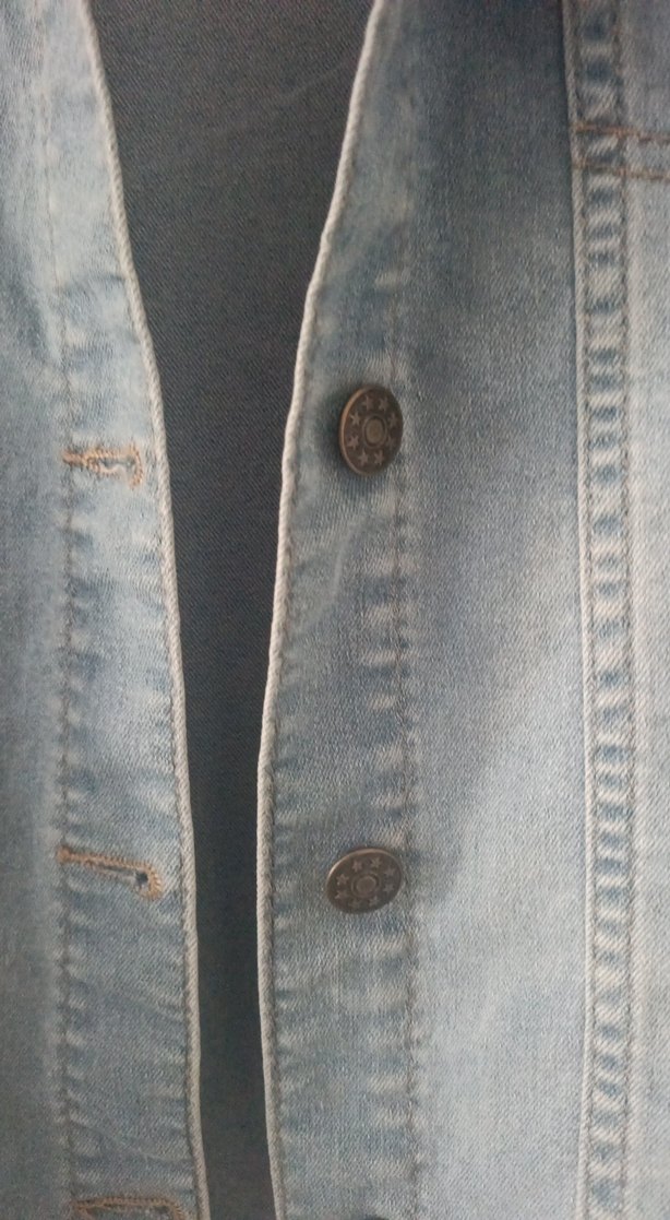 Düğmeli Mavi Denim Kadın Ceket - Görsel 3