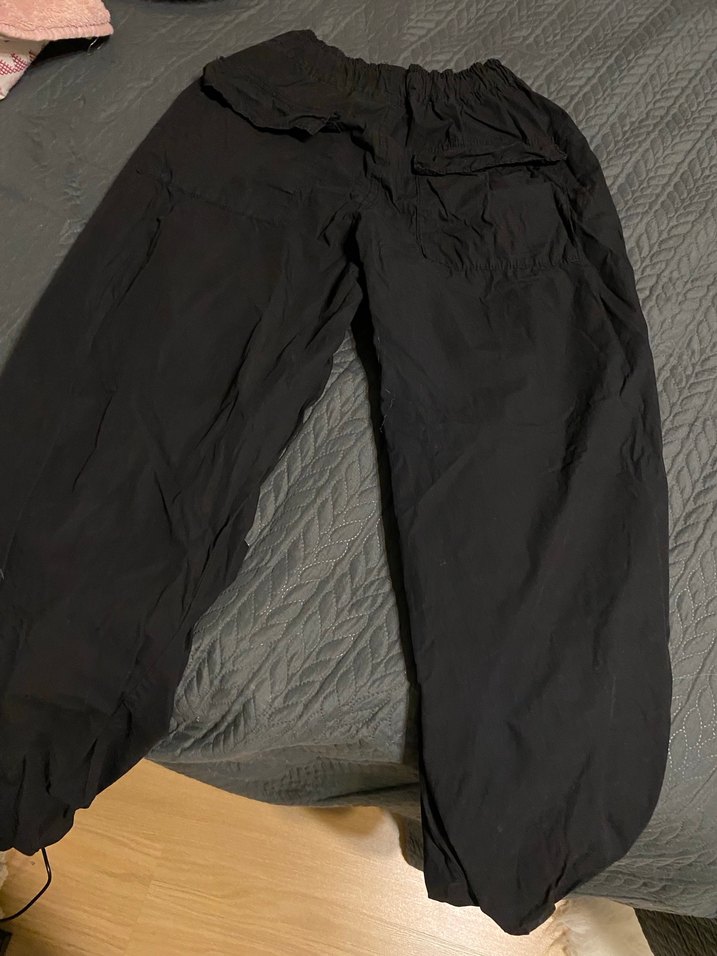 Drapeli Siyah Kadın Keten Pantolon - Görsel 2