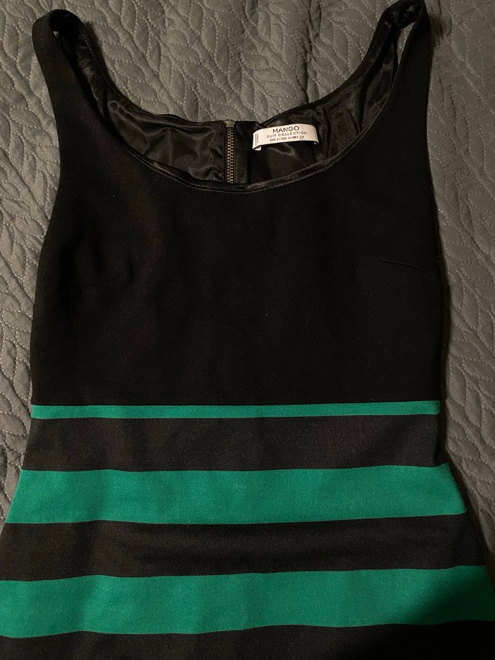 Önü Drapeli Yeşil Siyah Çizgili Uzun Hamile Eteği - Görsel 2