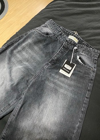 Gri Rahat Kesim Kadın Kot Pantolon - Görsel 3