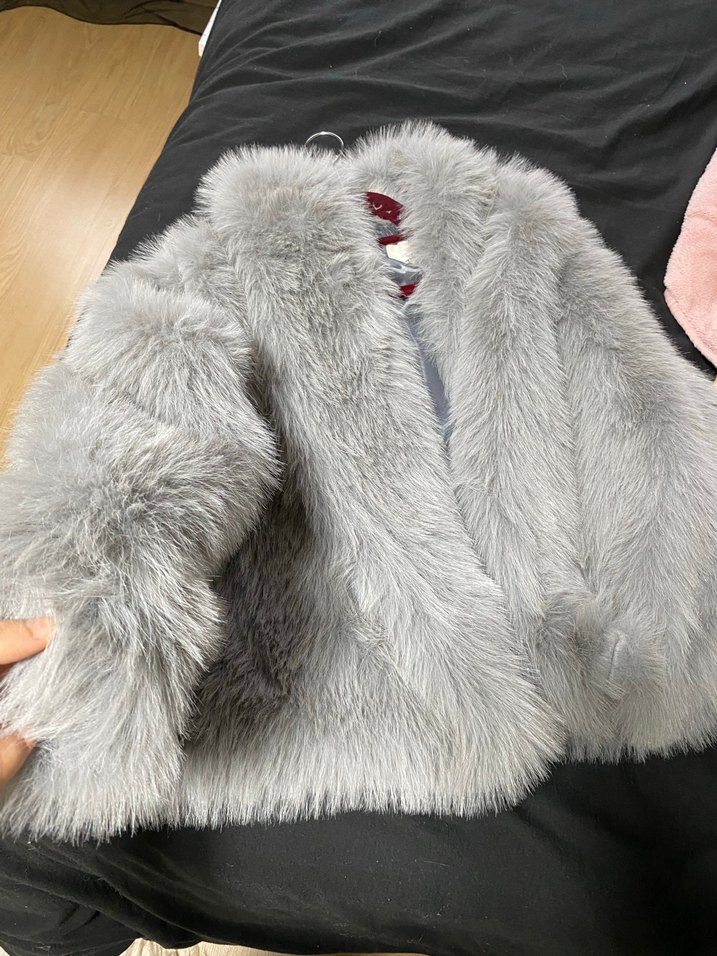 Gri Suni Kürk Detaylı Midi Ceket - Görsel 2