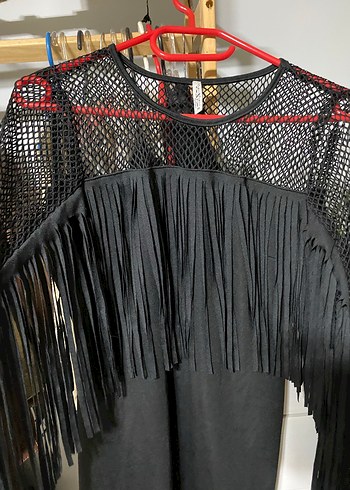 Püsküllü Siyah Gotik Uzun Abiye Elbise - Görsel 2