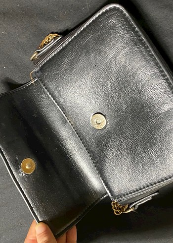 Zincir Detaylı Siyah Deri Kadın Çanta - Görsel 2