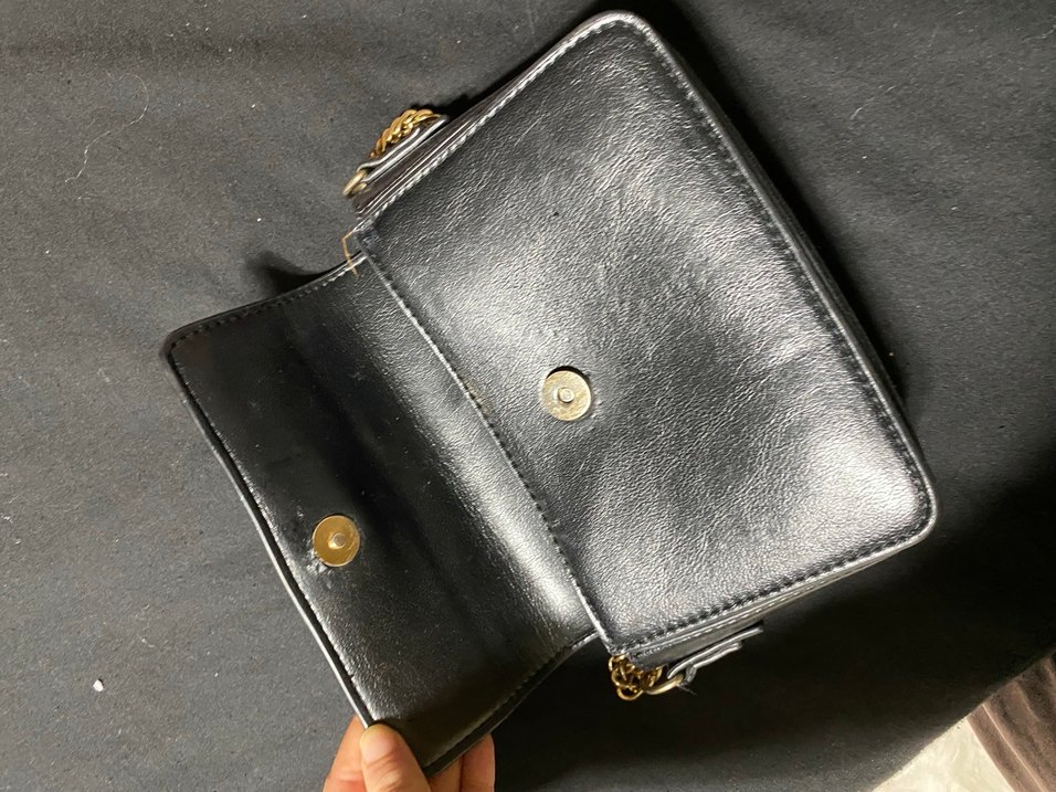 Zincir Detaylı Siyah Deri Kadın Çanta - Görsel 2