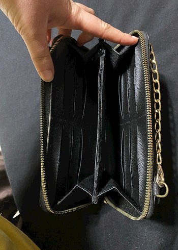 Zincir Askılı Siyah Deri Yılan Desenli Çanta - Görsel 2