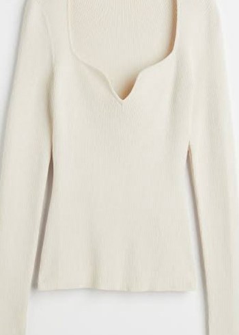 V Yaka Beyaz Kadın Triko Bluz - Görsel 3