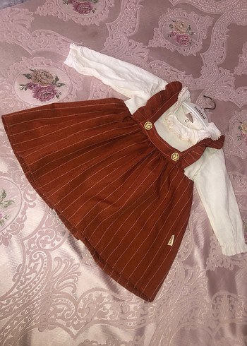 18-24 Ay Beden Kız Çocuk Keten Askılı Elbise