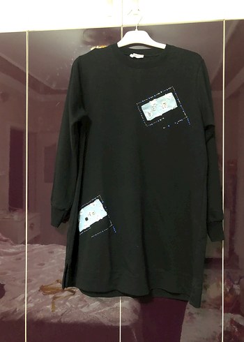LC Waikiki Oversize Siyah Uzun Kollu Sweatshirt