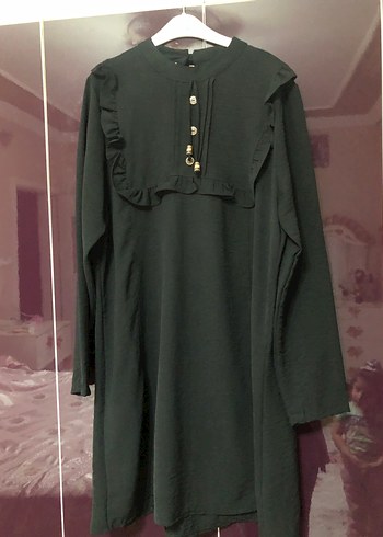 LC Waikiki Siklik Ve Rahatlik Koyu Yesil Firfirli Tunik