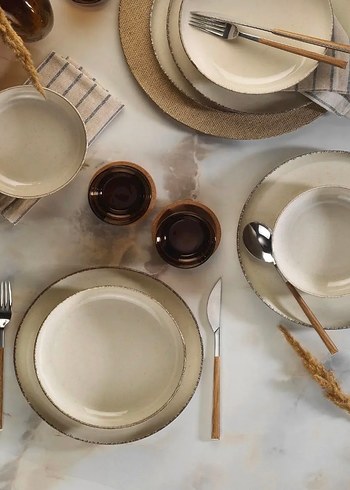 Gri-Beyaz Yemek Takımı Seti