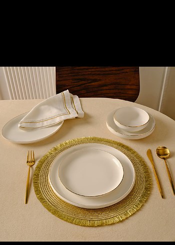 Altın Renkli İşlemeli Amerikan servis - Görsel 2