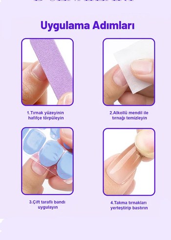 Beyaz ve Bordo Takma tırnak seti - Görsel 2