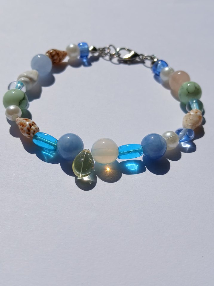 Turkuaz Boncuklu Bohem Bileklik - Görsel 4