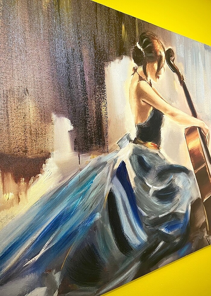 ÇELLO ÇALAN KIZ YAĞLI BOYA TABLO - Görsel 2