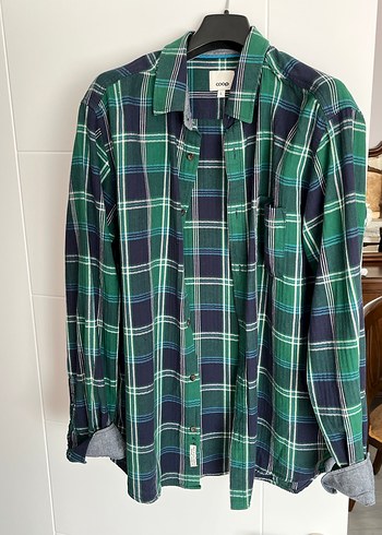 Erkek Yeşil Kareli Pamuk Gömlek - Görsel 2