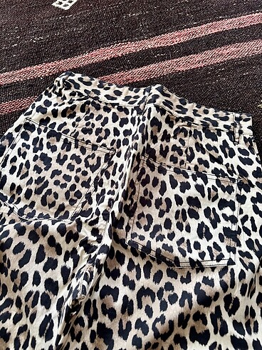36 Beden camel Renk Mango Leopar ince Yazlık Pantolon