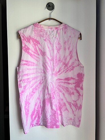 s Beden pembe Renk Twist Pembe Kolsuz Oversize Tişört
