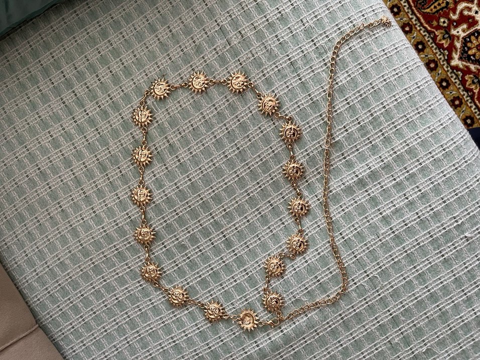 Uzun Zincirli Bohem Güneş Desenli Kemer - Görsel 2