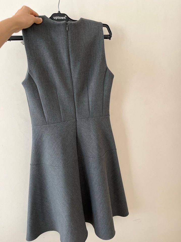 Gri Kolsuz Midi Elbise - Görsel 5