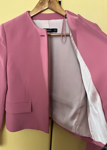 Pembe Düğmeli Kadın blazer - Görsel 3