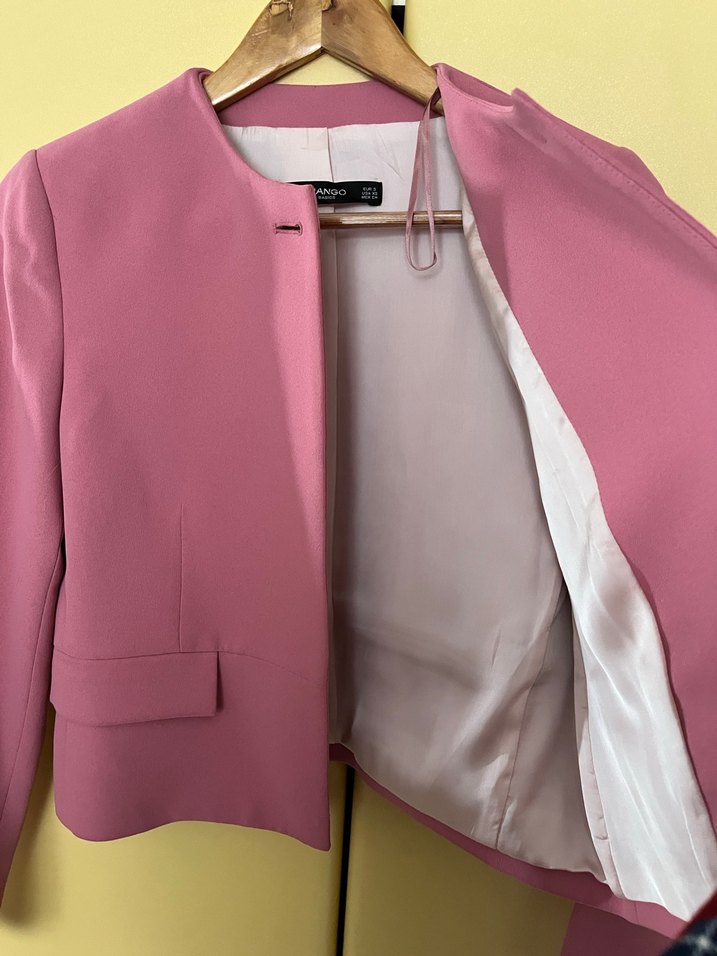 Pembe Düğmeli Kadın blazer - Görsel 3