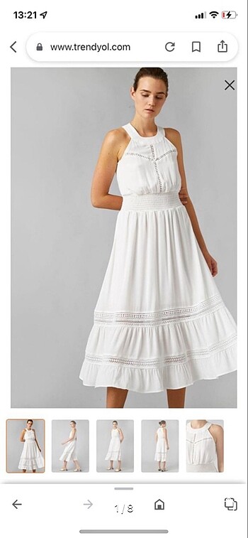36 Beden beyaz Renk Koton Elbise