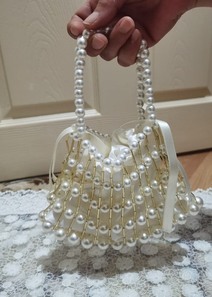 El yapımı İncili çanta - Görsel 3